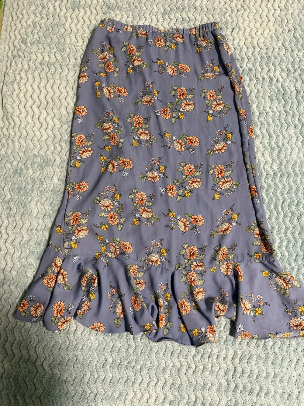 Max Studio Lavender Floral Ruched Midi Skirt